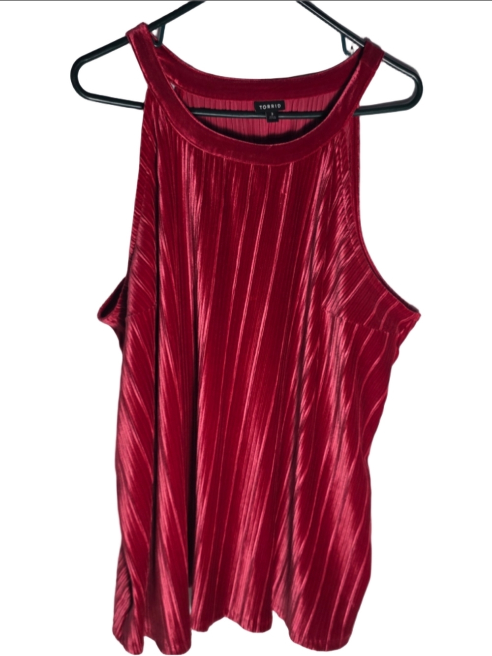 Women's Torrid Pleated Tank Top Red Size 3X velvet velour fancy plus chic